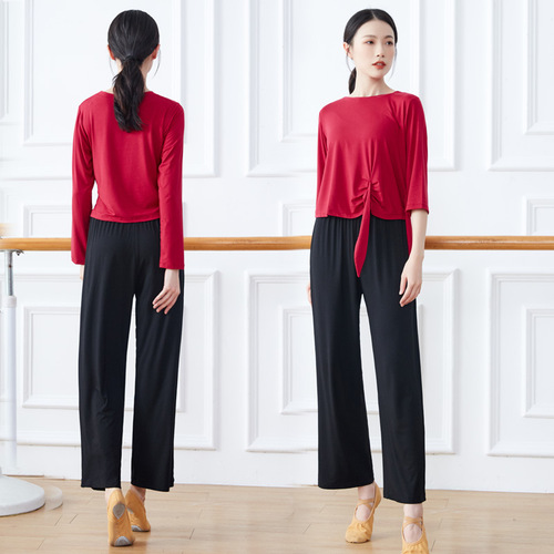 Dance practice clothes for women, modern dance basic training clothes, slimming yoga clothes, wide-leg pants, square dance performance clothes