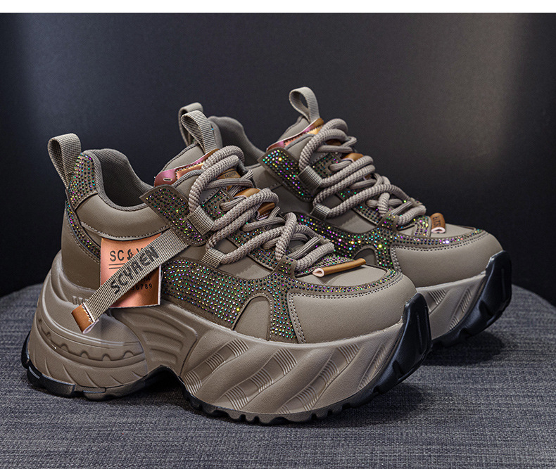 Giày sneaker nữ đế dày tăng chiều cao phong cách hot girl mùa thu 2026 — Kaki M2939, M2939 màu đen chi tiết 15