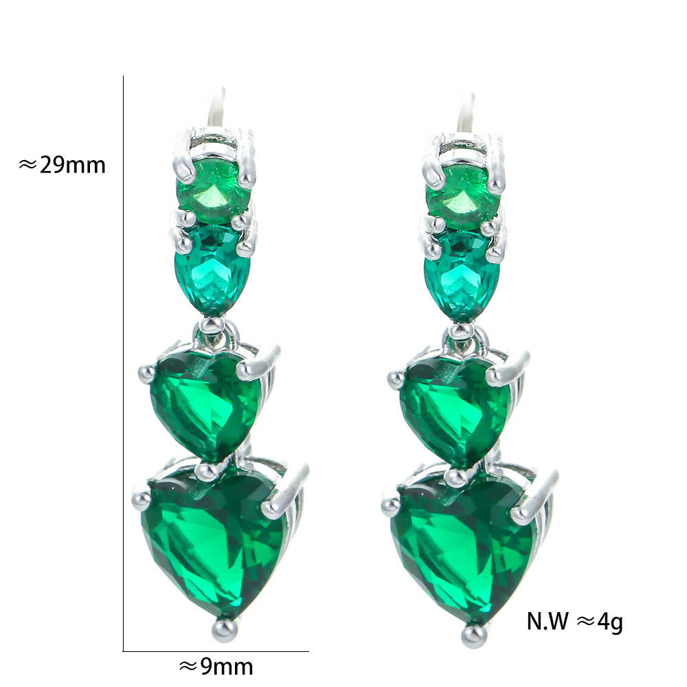 Women'S Gender Inlay Design Fashion Heart Shape Copper Drop Earrings Inlay Zircon Copper Earrings