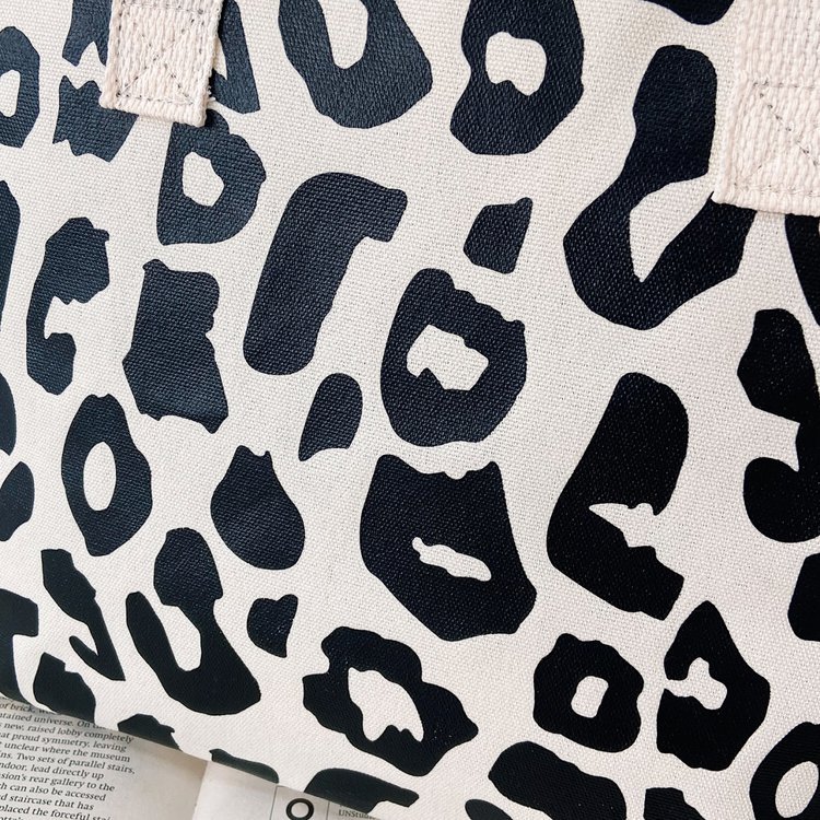 Classic Style Style Square Shape Women's Canvas Leopard Classic Style Square Zipper Shoulder Bag Tote Bag