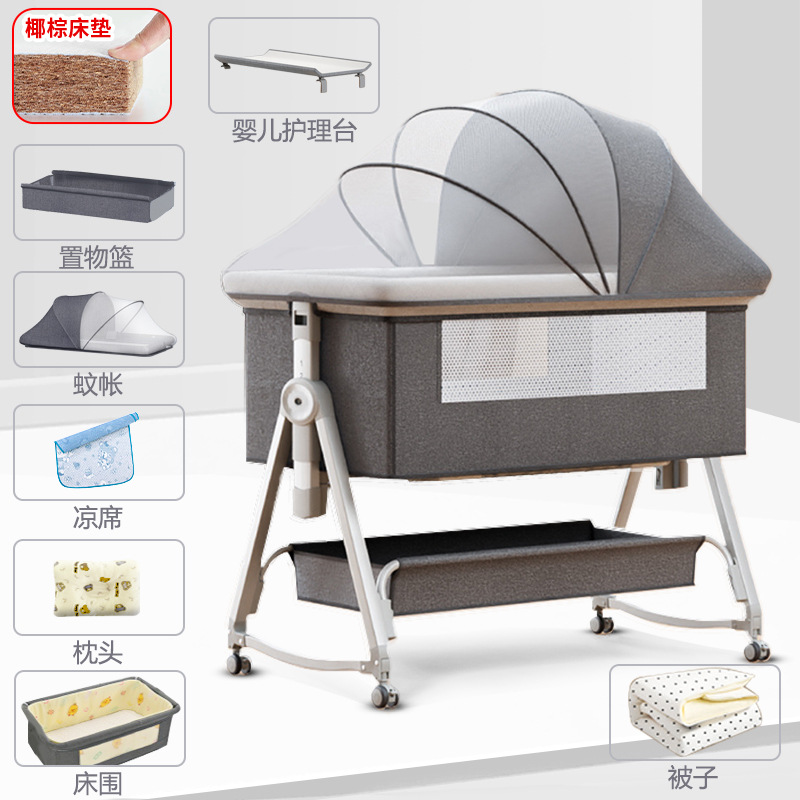 Cuna móvil Cuna portátil Cuna para bebé Cama plegable multifuncional bb Cama grande de costura para niños recién nacidos