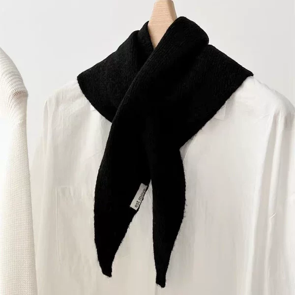 Solid Color Triangle Scarf Shawl for Women, Korean Style Fashion Neck Warmer, Autumn and Winter Fake Collar, Versatile Warm Knitted Wool Small Scarf