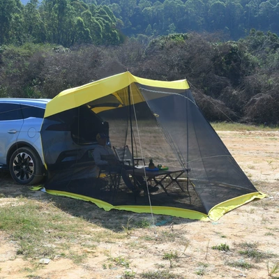 Outdoor Camping Car Tail Tent, Camping Sunshade, Anti-Mosquito Tent, Suv Car Trunk, Car Side Roof Canopy (Avtomobil dam çadırları) - rear-sunshade-and-anti-mosquito-canopy-oxford-cloth-bright-yellow-1-6-people