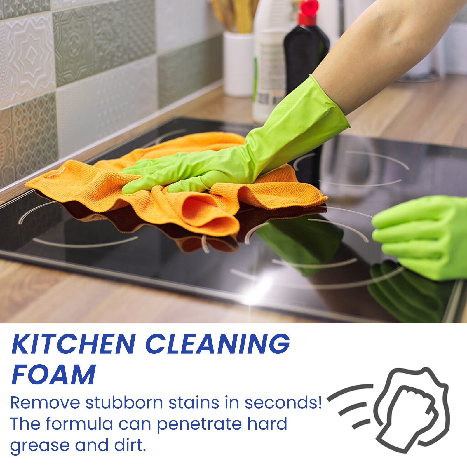 Jue-Fish Kitchen Foam Cleaner Stove Top Grease Oil Stain Heavy Oil Foam Cleaner