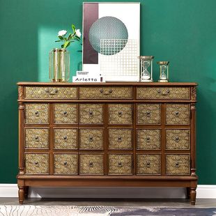 American Shoe Cabinet Entrance Entrance Cabinet European High-end Large Capacity Sideboard Living Room Storage Embossed Vintage Decorative Cabinet