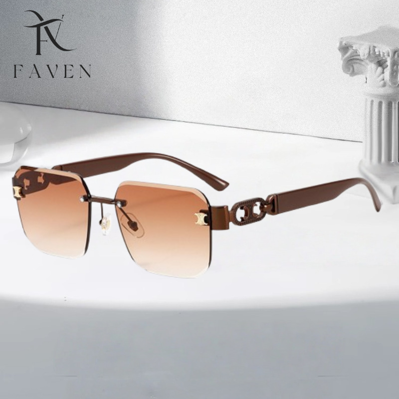 Arch Women's Sunglasses High End Frameless UV Protection Slimming Effect For Large Faces Natural Wear_voghion.com