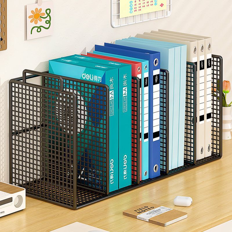 Desktop Vertical Metal File Rack Office Supplies Multi-Column Workstation Organizer File Storage Fixed Shelf