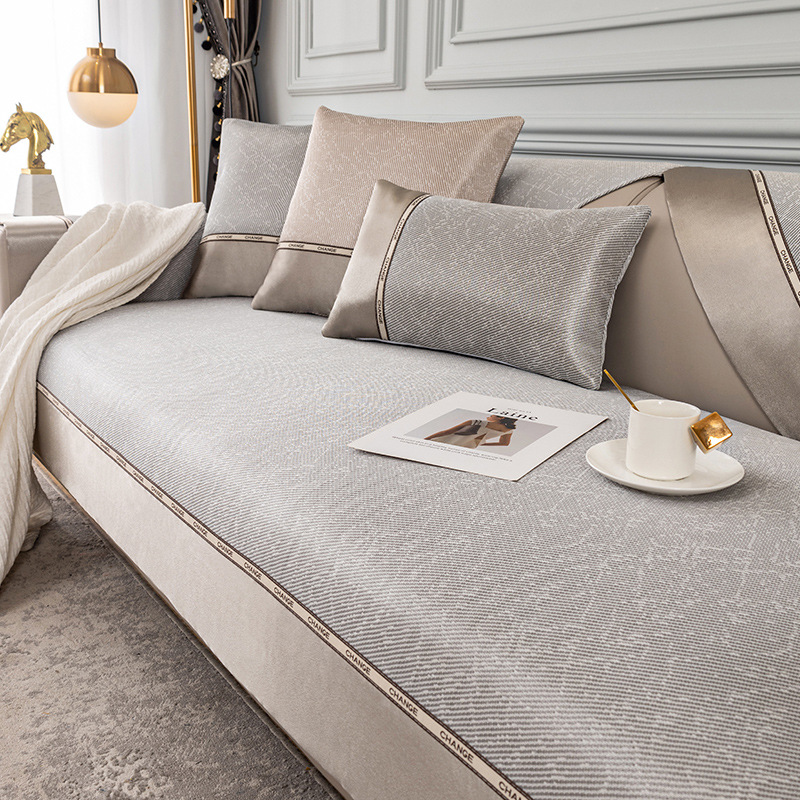 Light luxury style ice silk sofa cushion summer style mat cushion simple modern non-slip leather sofa cover seat cushion
