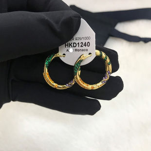 Tribal Colorful Earrings Ins Sterling Silver Earrings Color-preserving Anti-allergy Winter Fashion Women