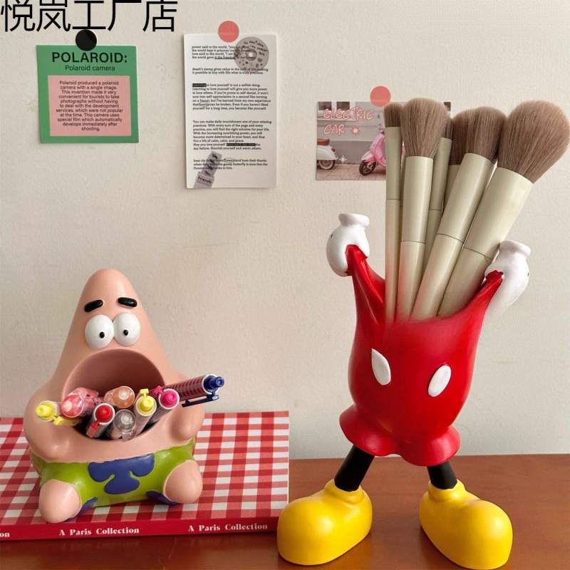 米奇笔筒桌面摆件可爱高颜值ins风卡通多功能学生文具小红书批|undefined