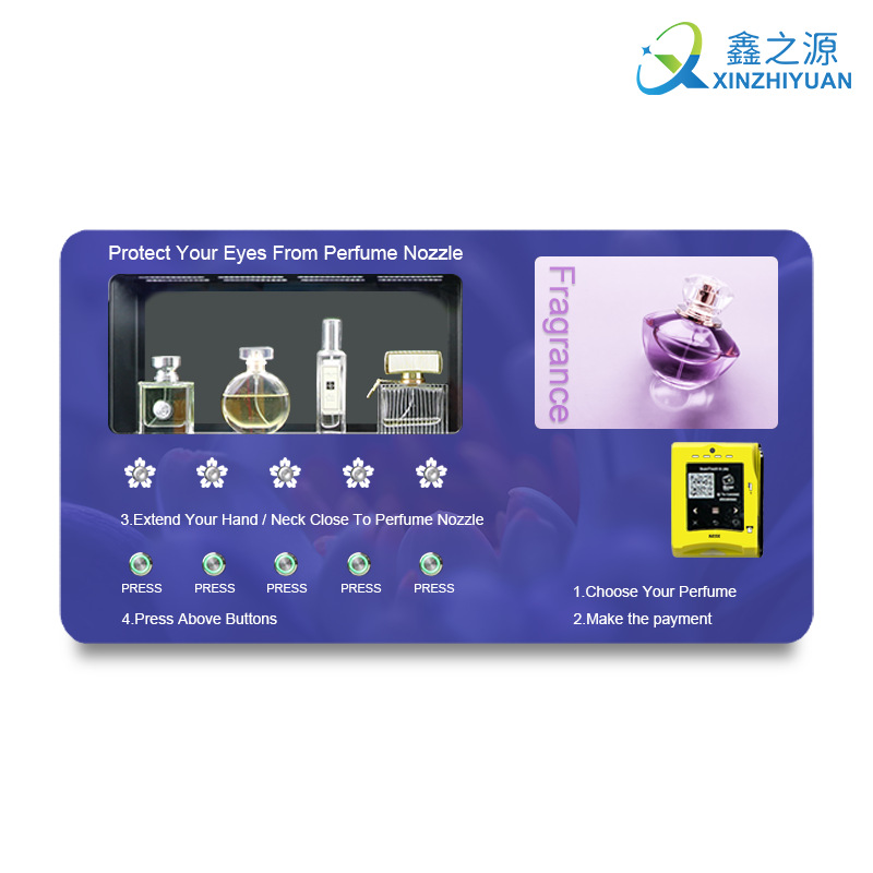 Gabinete de venta de autoservicio de spray automático extranjero, máquina expendedora de perfumes pequeños inteligentes con IA, máquina expendedora no tripulada montada en la pared