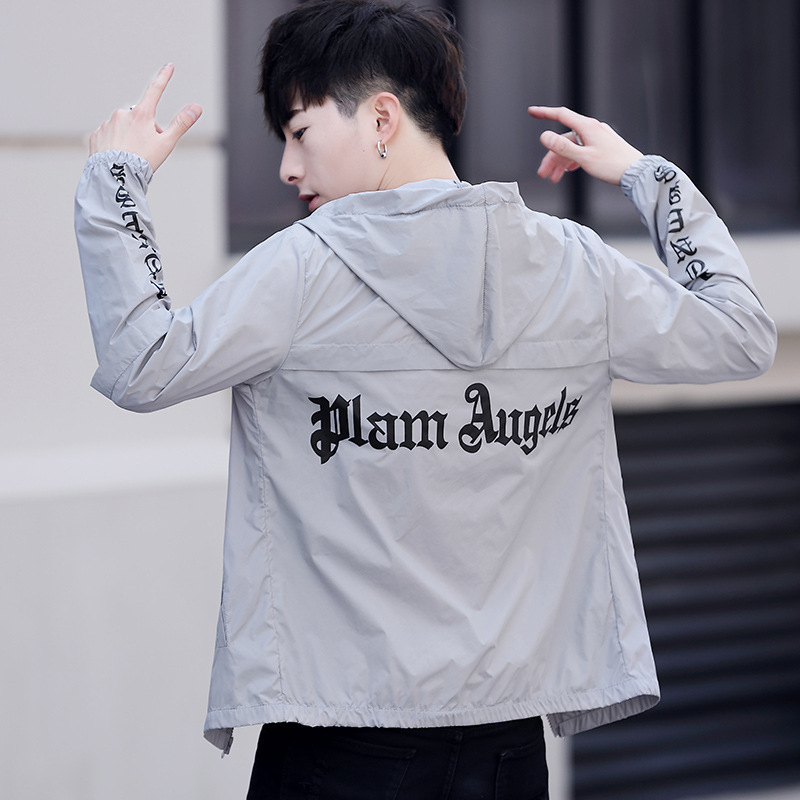 Summer Men's Hooded Alphabet Lightweight Sun Protection Suit Jacket Coat Trendy Youth Slim-fit Men's Long-sleeved Top Summer Men's Hooded Alphabet Lightweight Sun Protection Suit Jacket Coat Trendy Youth Slim-fit Men's Long-sleeved Top