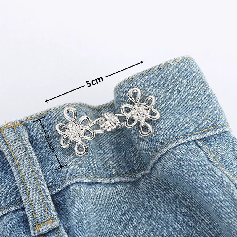 Nail-Free Removable Waist Buckle Pair, Flat-Bottom Seamless Buttons for Pants & Skirts, Assorted Designs