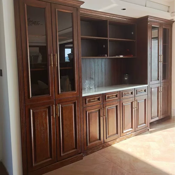 Bookcase with solid wood veneer, nailed and hung picture file cabinet, boss's office bookcase combination, solid wood cabinet with glass doors