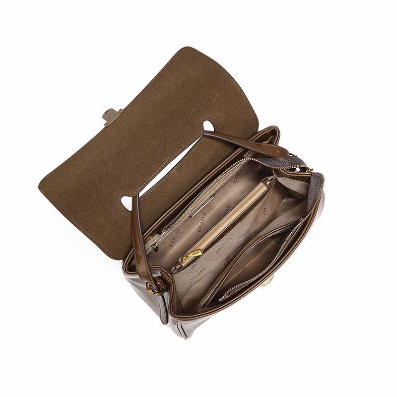 COCIO Matte Handheld Briefcase 2024 Spring New end High Capacity Genuine Leather Women's Crossbody Shoulder Bag_voghion.com