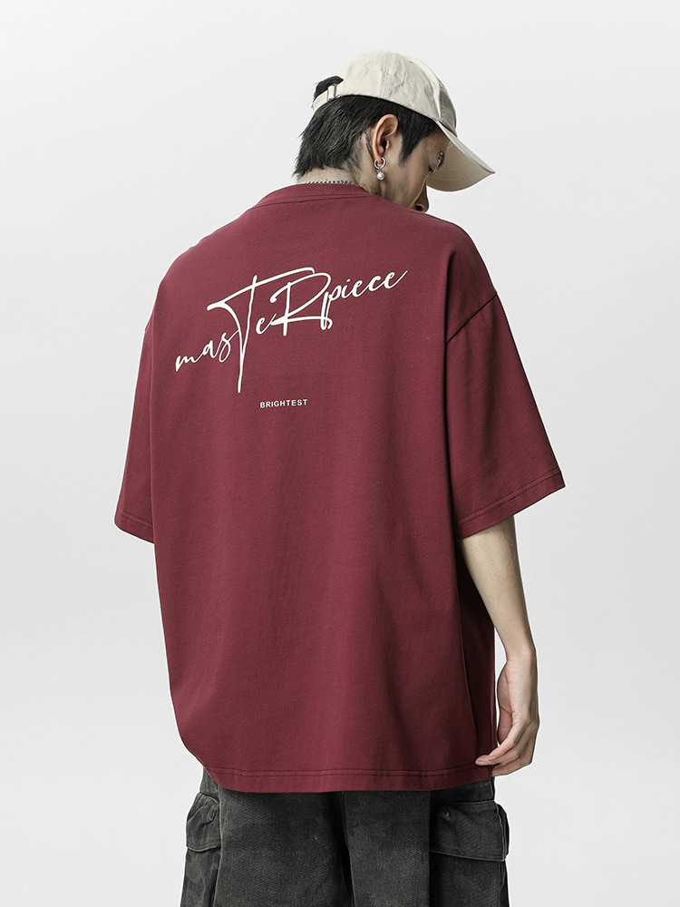 ヴィンテージ風純綿半袖Tシャツ メンズ 25 夏物 アメリカン風レタープリント 半袖 トレンドブランド ゆったり カップルTシャツ