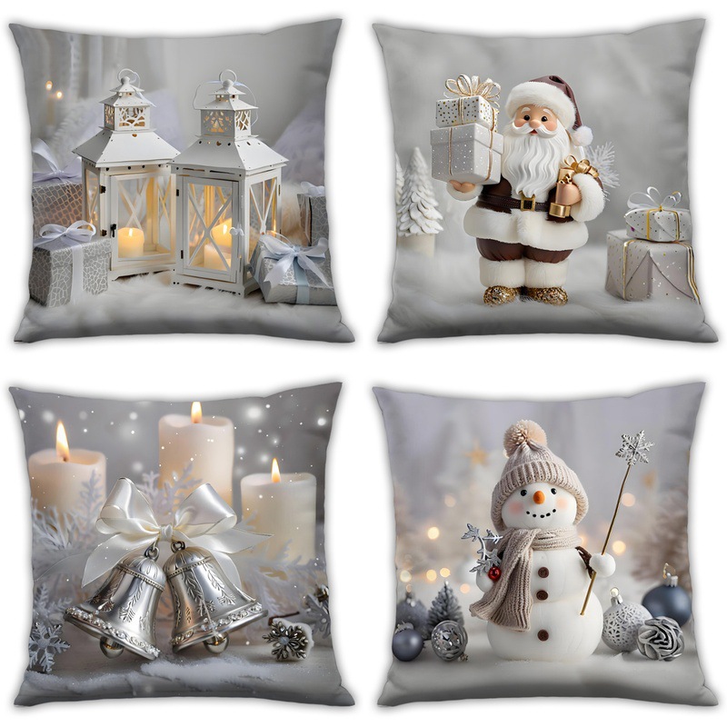 Navidad abraza almohada blanca leche alta sensación Santa muñeco de nieve impresión cojín fábrica directa para el hogar transfronterizo