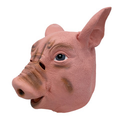 Cross-border new pink pig head mask, internet celebrity animal latex mask, face mask, funny performance party headgear accessory