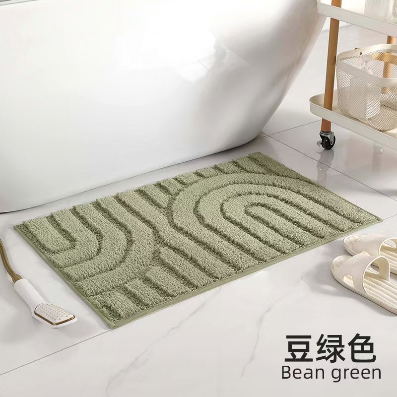 Flocked simple alfombra gruesa alfombra de baño estera antideslizante absorción de agua lavable máquina sala de estar dormitorio estera de puerta