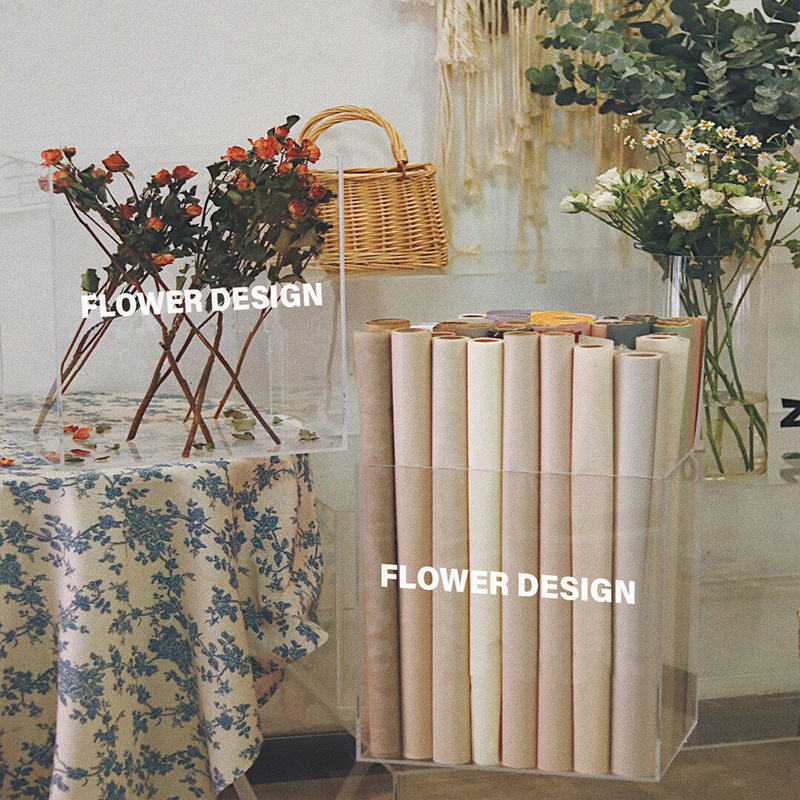 Transparent Acrylic Flower Wrapping Paper Storage Bucket Floral Tools Storage Box Acrylic Wall Hanging Storage Bucket