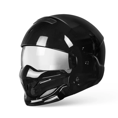 Motosiklet kaskı (dəbilqə): 3C/Dot Certified, Can Be Equipped - bright-black-silver-plated-m53-54cm