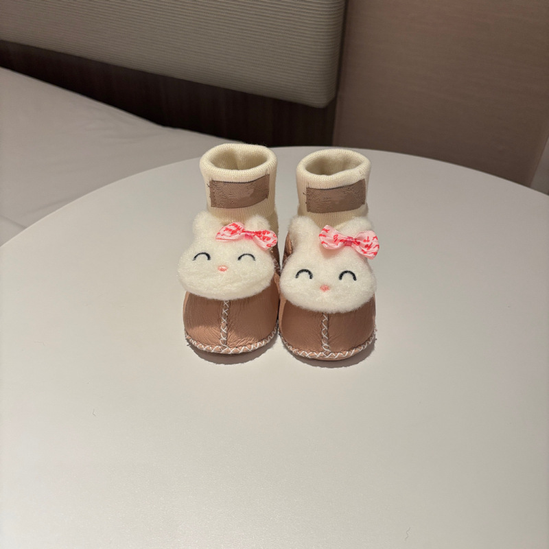 桑坡婴儿棉鞋羊皮毛一体步前鞋袜ins卡通男女宝宝软底毛毛鞋秋冬|undefined