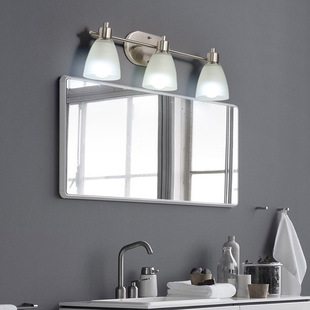 Modern Simple LED Mirror Headlight Three Bathroom Wall Lamp Moisture-proof Anti-fog Sand Nickel Bathroom Mirror Cabinet Lamp Special for Makeup