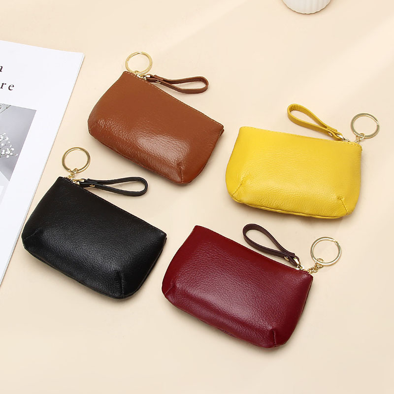 Top Layer Soft Cowhide Zipper Small Wallet Simple Keychain Coin Bag Coin Bag Natural Drop Leather Coin Purse for Women Top Layer Soft Cowhide Zipper Small Wallet Simple Keychain Coin Bag Coin Bag Natural Drop Leather Coin Purse for Women
