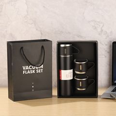Business 304 stainless steel vacuum insulated cup with three lids, straight body cup, portable gift box set, wholesale