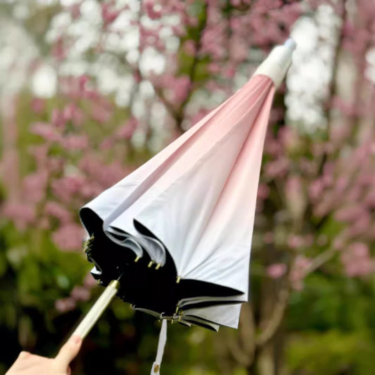 Cross-border Explosions Gradient Waterproof Cover Umbrella Small Fresh Straight Umbrella Black Rubber Sunscreen Sun Umbrella Advertising Customization