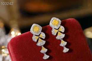 Shenzhen in stock Water Bei Wholesale 18K Gold Yellow Diamond Fan Ear Earrings New Explosions Design Same Ear Studs Earrings