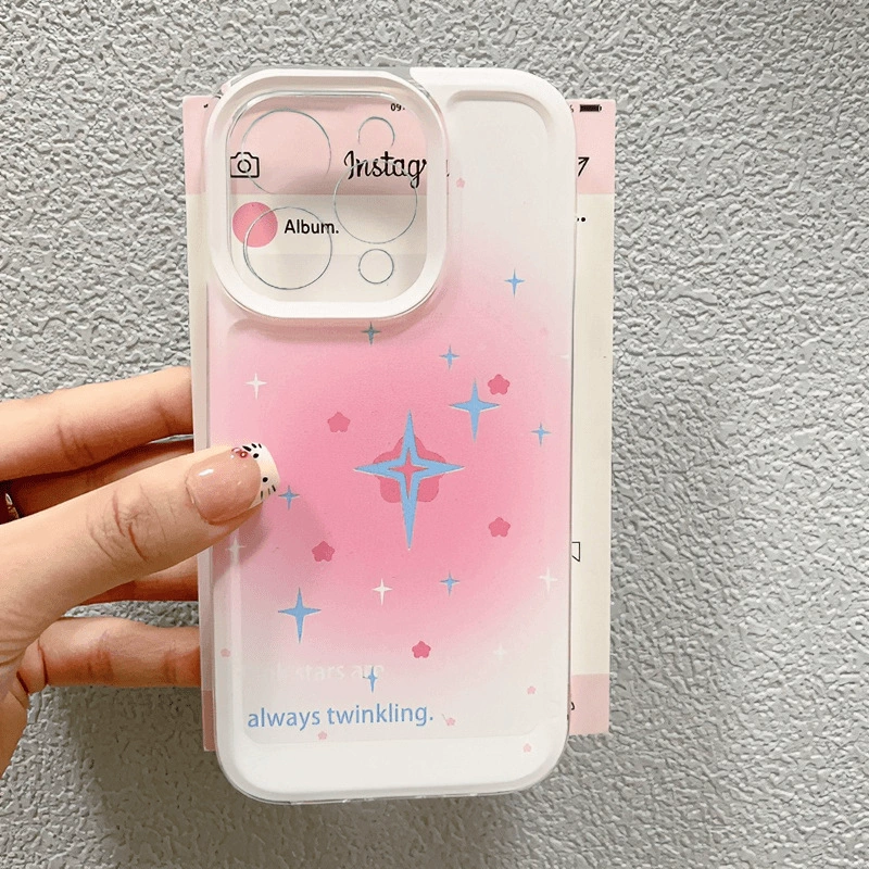 Чехол для iPhone Sfumato (совместим с 12–17 сериями), прозрачный с узором звёзд, точные вырезы под камеру