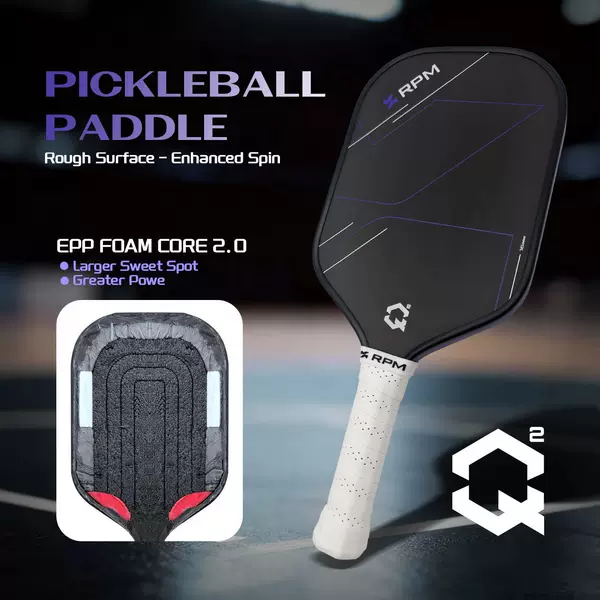 RPM Q2 rough-sanded high-elasticity EPP full-foam hot-pressed carbon fiber T700 pickleball racket, cross-border bestseller
