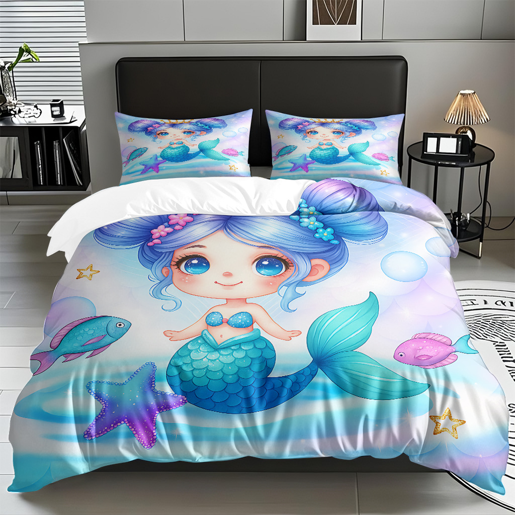 TEMU / JIT transfronterizo dibujos animados sirena digital impresión quilt kit fuente fábrica directa