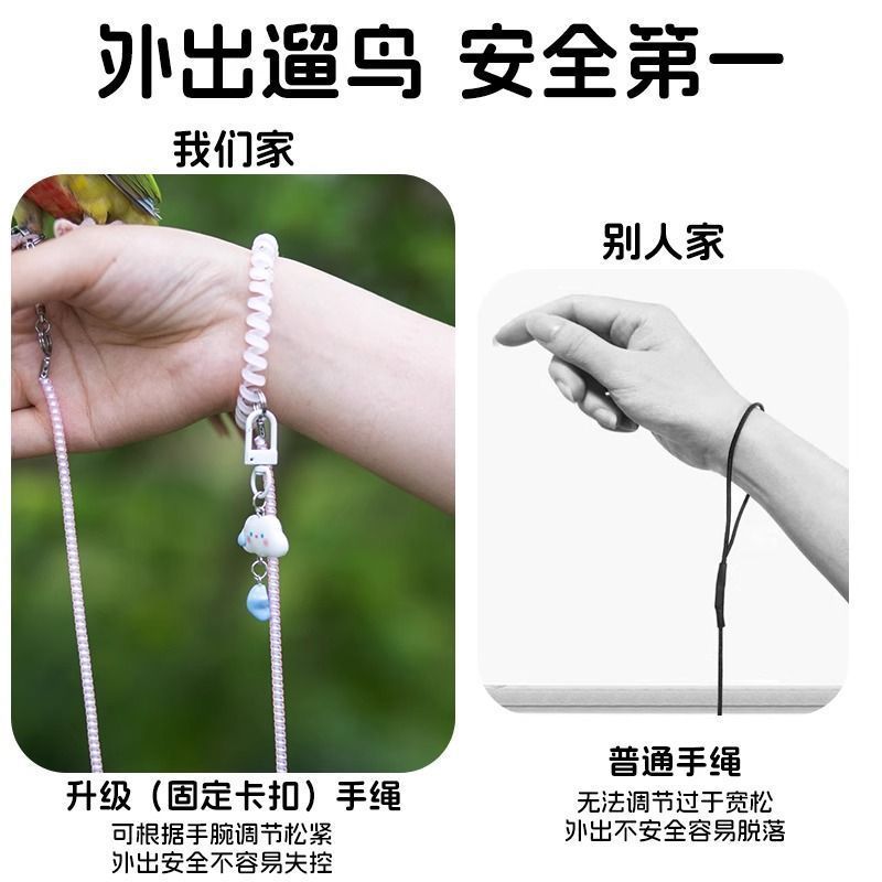 鹦鹉专用放飞绳超轻不伤脚虎皮牡丹玄凤镭射外出牵引绳伸缩遛鸟绳|undefined
