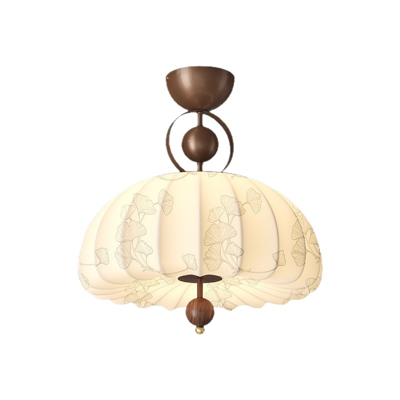 Araña de dormitorio principal de tela impresa de estilo medio 2025 nueva luz de habitación de restaurante de protección ocular de espectro completo retro de Song