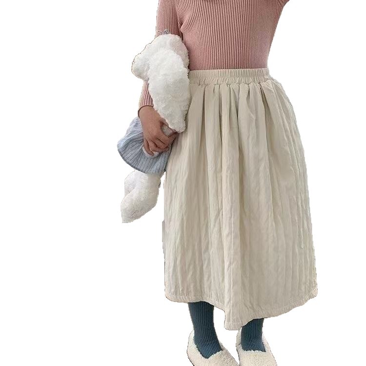 Vesta infantil de invierno para niños y niñas, estilo coreano de mezcla de mezcla de doble cinturón grueso, falda media larga