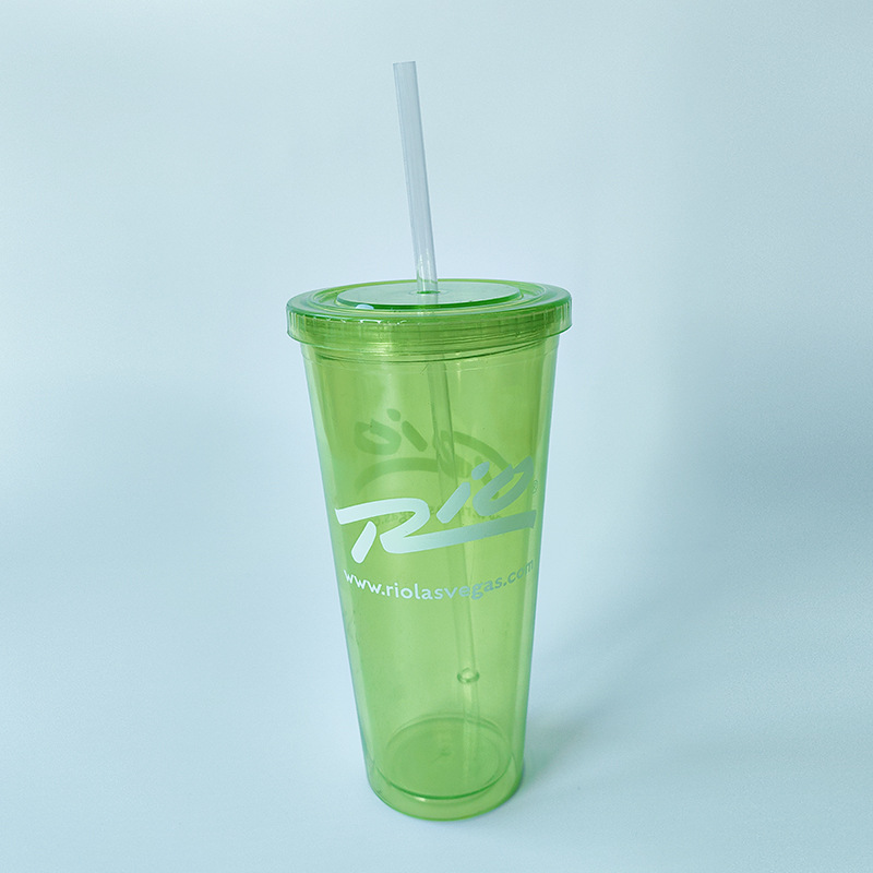 Venta directa de fábrica 24oz 32oz doble capa taza de plástico publicidad creativa taza de agua regalo promocional bebida taza de paja taza