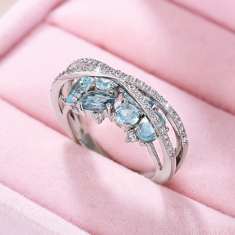 Double Layer Geometric Ring Elegant Hollow X-shaped Jewellery_voghion.com