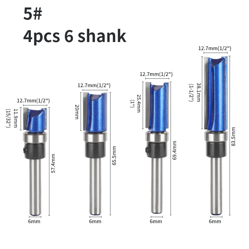 Rodamiento cuchillo recto 6-mango conjunto de cuatro piezas de doble hoja ranurada mango con cojinete cuchillo recto máquina de corte cabeza de corte carpintería fresadora