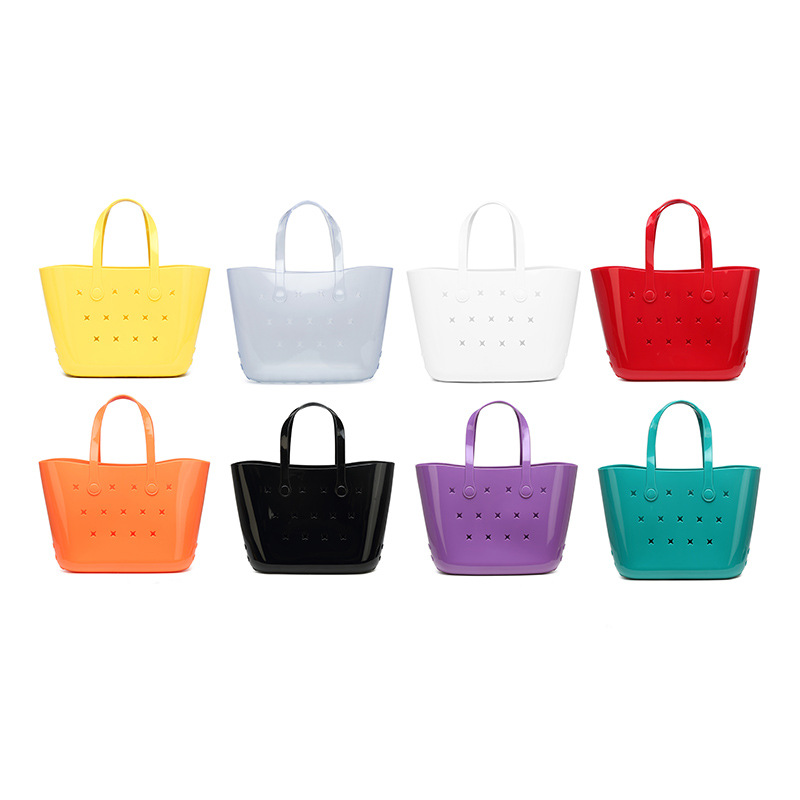 Bohao nueva bolsa de jalea de PVC para mujeres bolsa de mano de alta calidad de gran capacidad canasta de verduras diy bolsa de baño bolsa de playa