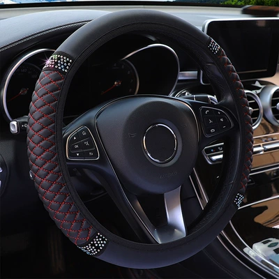 Interior Handle Cover Without Inner — Steering wheel cover - black-red-36-38cm