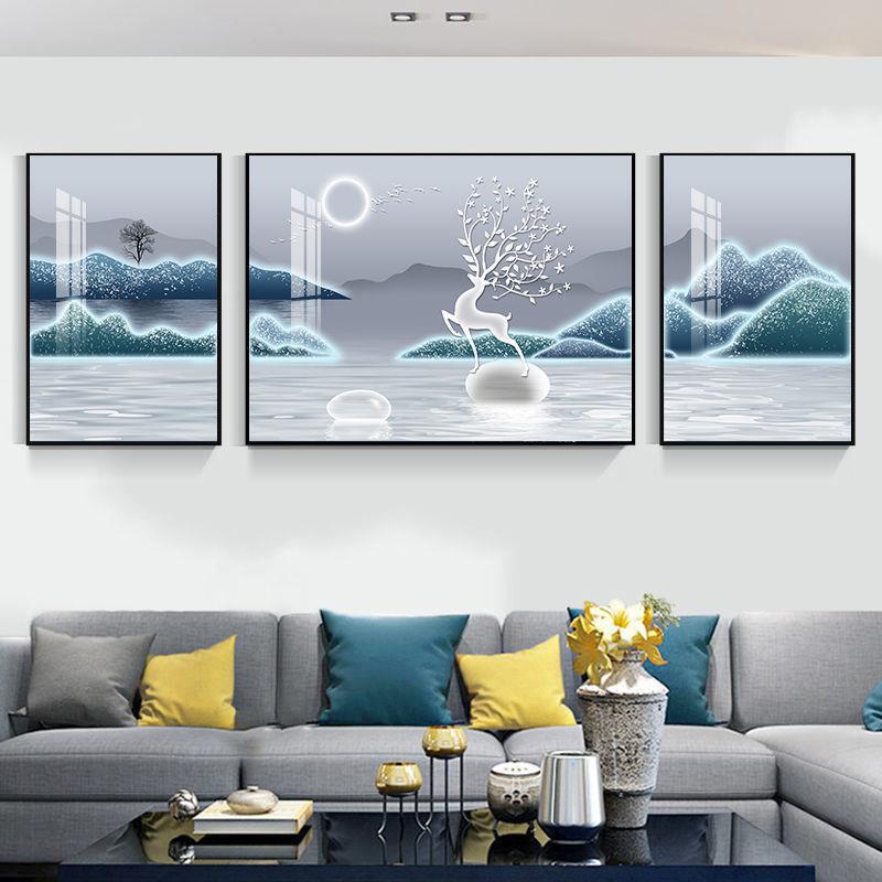ソファ高級トリプティク雰囲気装飾絵画モダンなリビングルームの新しい背景壁シンプルな吊り絵画ライト高級意味良い|undefined