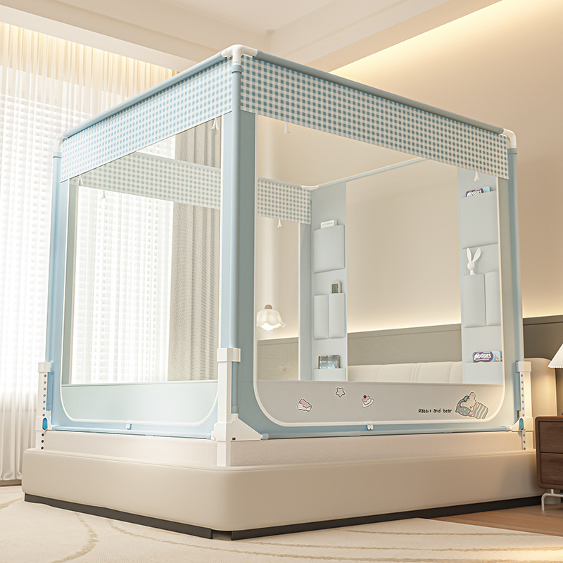 Verano cama mosquiteros de bolsillo tipo anti-mosquitos dibujos animados dormitorio tres puertas de cremallera antipolvo sin instalación soporte grueso