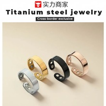 华越跨境新款不锈钢磁石戒指磁性开口止鼾指环双磁性健康时尚饰品