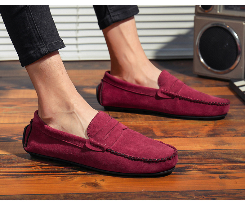 Doudou chaussures de conduite décontractées en cuir britannique, chaussures paresseuses pour hommes_voghion.com
