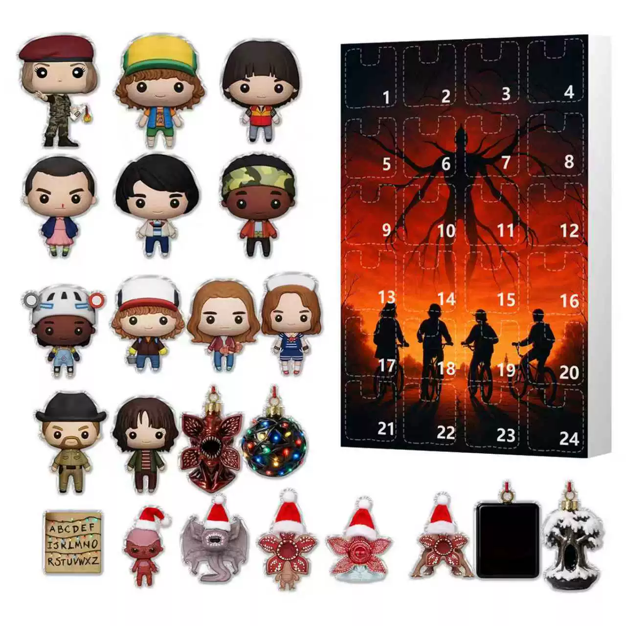 Адвент-календарь Stranger Things (слепой бокс), 24 дня, акриловые ёлочные украшения 26×18×3 см