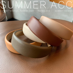 Korean Chic Retro All-Match PU Leather Sponge Headband, Elegant & Stylish Chanel-Style Faux Leather Hairband for Women