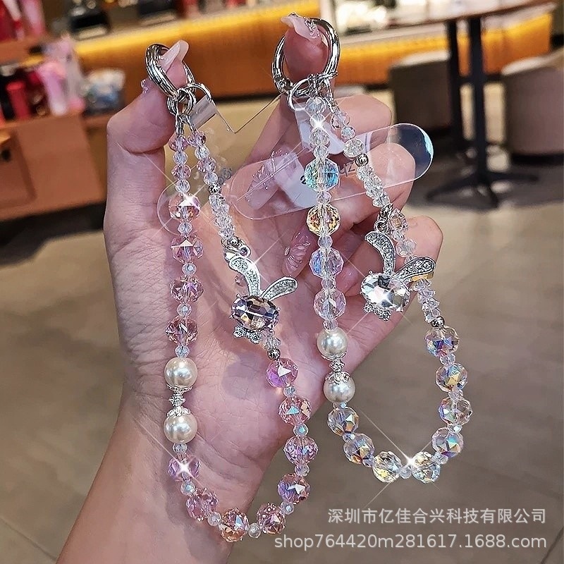 Nuevo cristal perla cordón de cristal con cuentas cadena de teléfono móvil colgante al por mayor sueño conejo colgante de diamantes de imitación comercio exterior transfronterizo