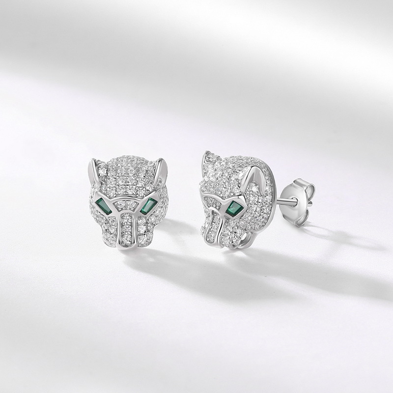 Diseño de personalidad transfronterizo Pendientes de diamantes completos de guepardo mujer S925 plata caída en la Vía Láctea Pendientes brillantes Moda europea y americana